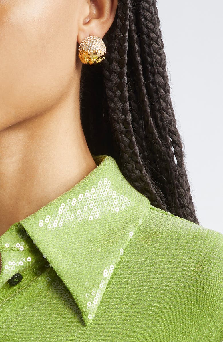 Oscar de la Renta Artichoke Pavè Stud Earrings, Alternate, color, Crystal