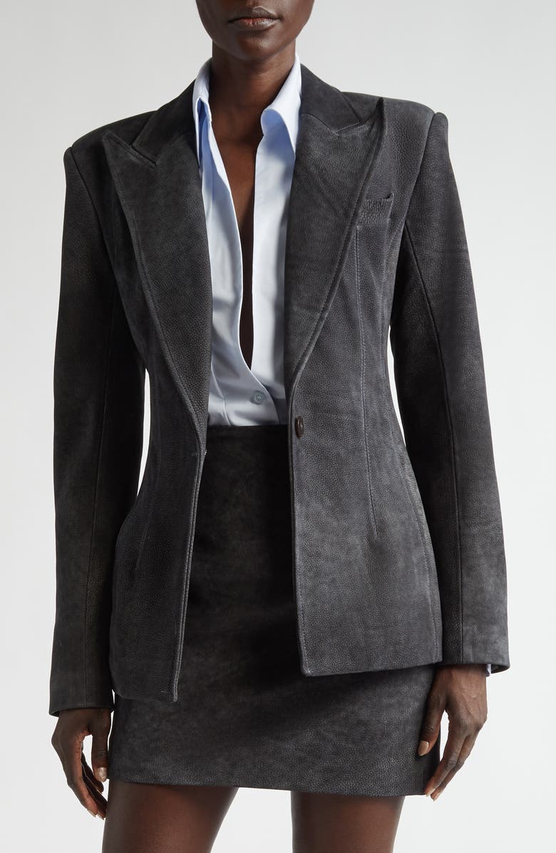 LaQuan Smith Suede Tailored Jacket, Main, color, 