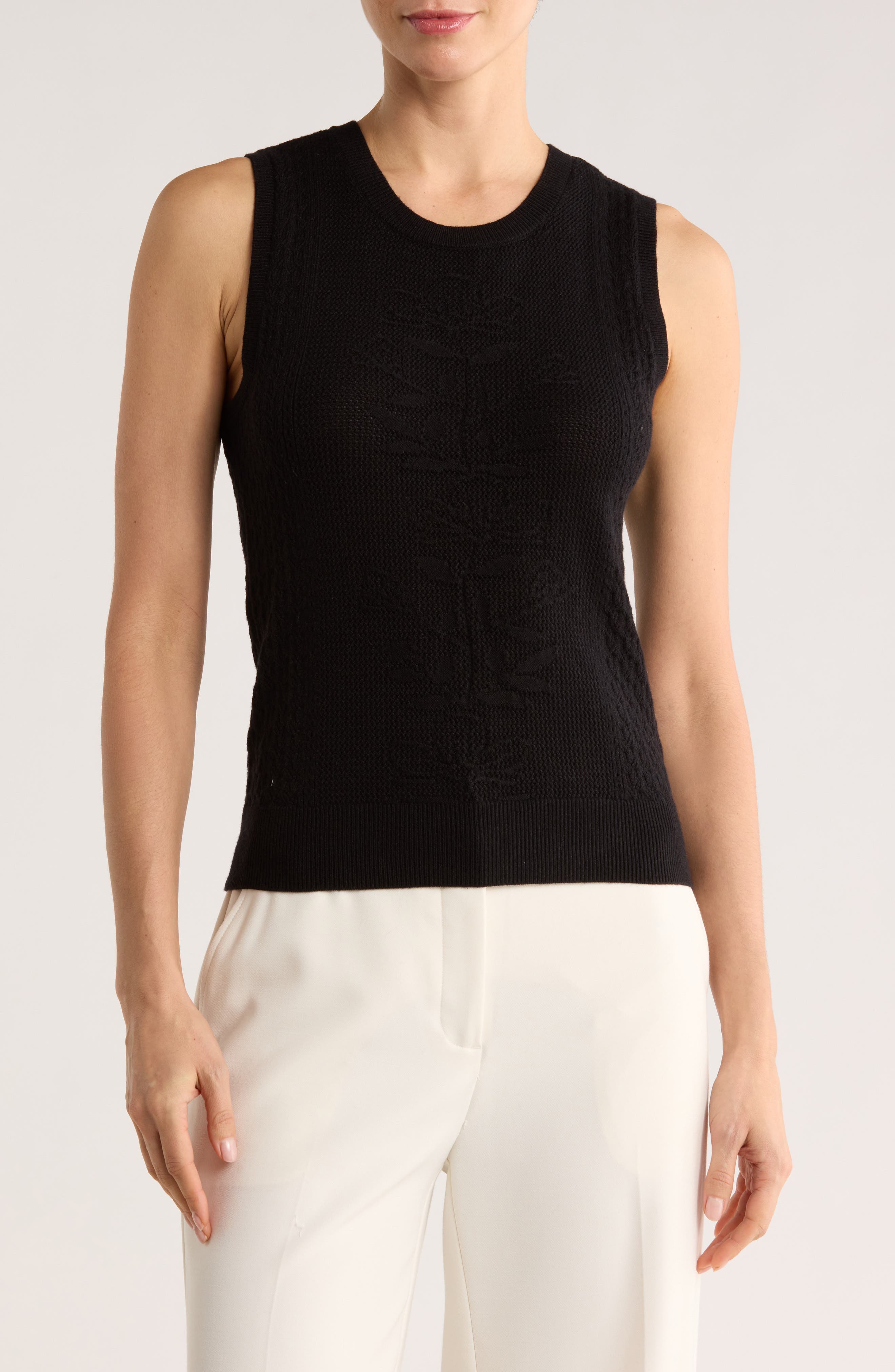 DR2 by Daniel Rainn Floral Pointelle Sweater Tank