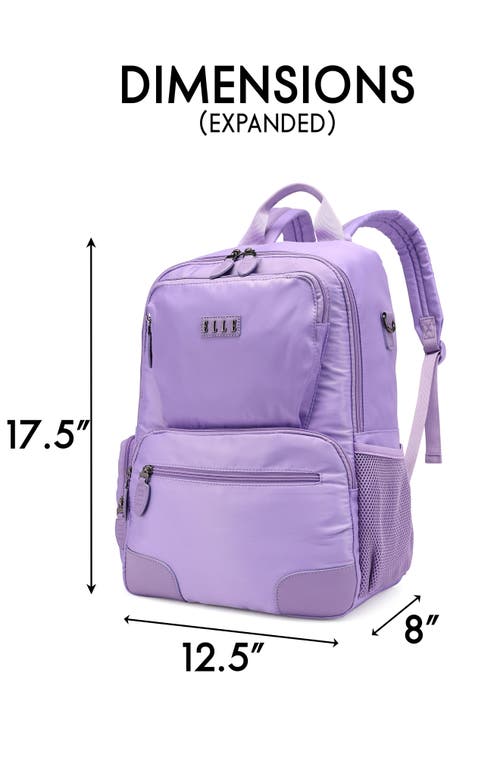 Elle Voyage 20l Twill And Vegan Leather Backpack In Purple
