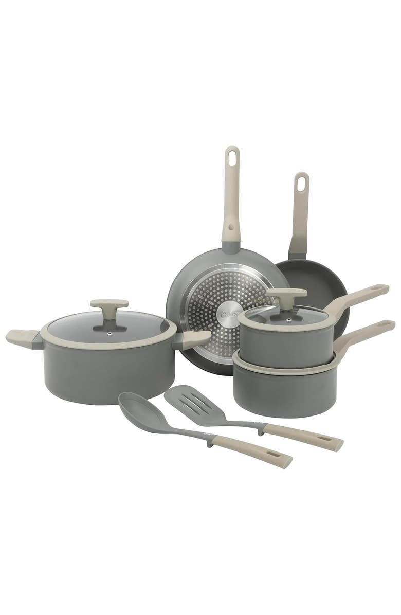 OSTER Ambrose 10 Piece Forged Aluminum Ceramic Nonstick Cookware Set, Main, color, Grey