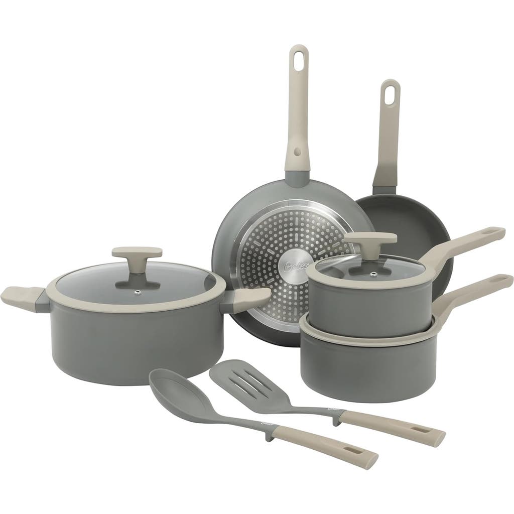 Oster Ambrose 10 Piece Forged Aluminum Ceramic Nonstick Cookware Set In Gray