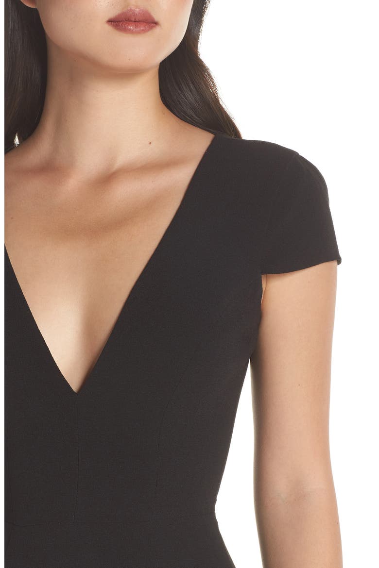 Karla V-Neck Trumpet Gown, Alternate, color, BLACK