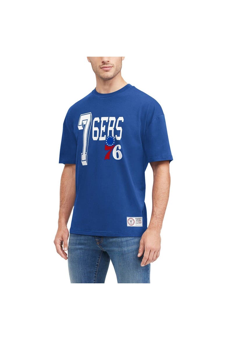 Men's Tommy Jeans Royal Philadelphia 76ers Mel Varsity T-Shirt, Main, color, Royal