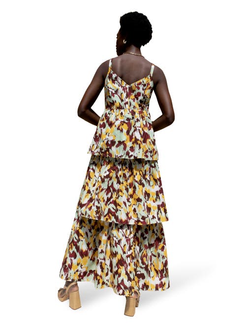 Ro&zo Confetti Printed Tiered Dress In Yellow