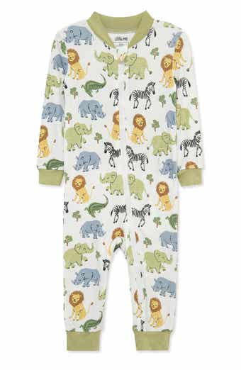 Little Me Safari Stretch Viscose One-Piece Zip Pajamas