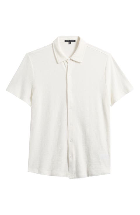 Robert Barakett Lanville Short Sleeve Knit Button-Up Shirt - Soft Chambray