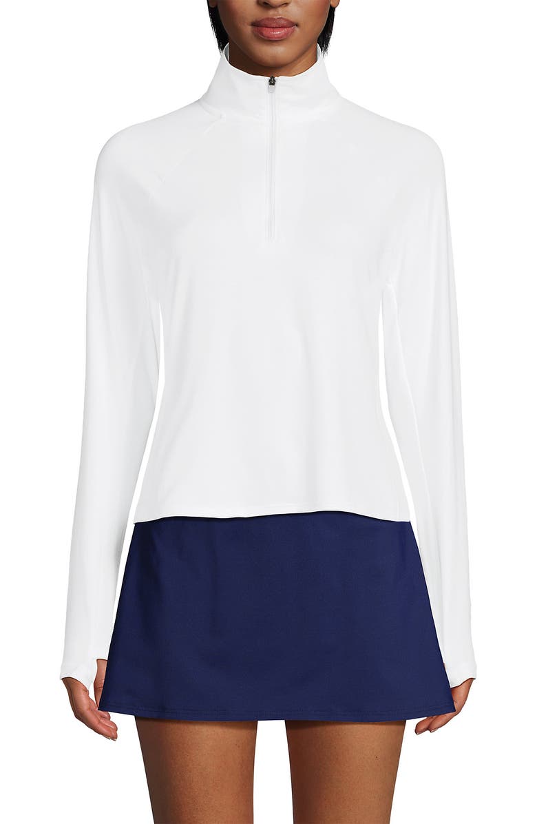 Lands' End Long Sleeve Rash Guard Cover-up UPF 50, Alternate, color, White
