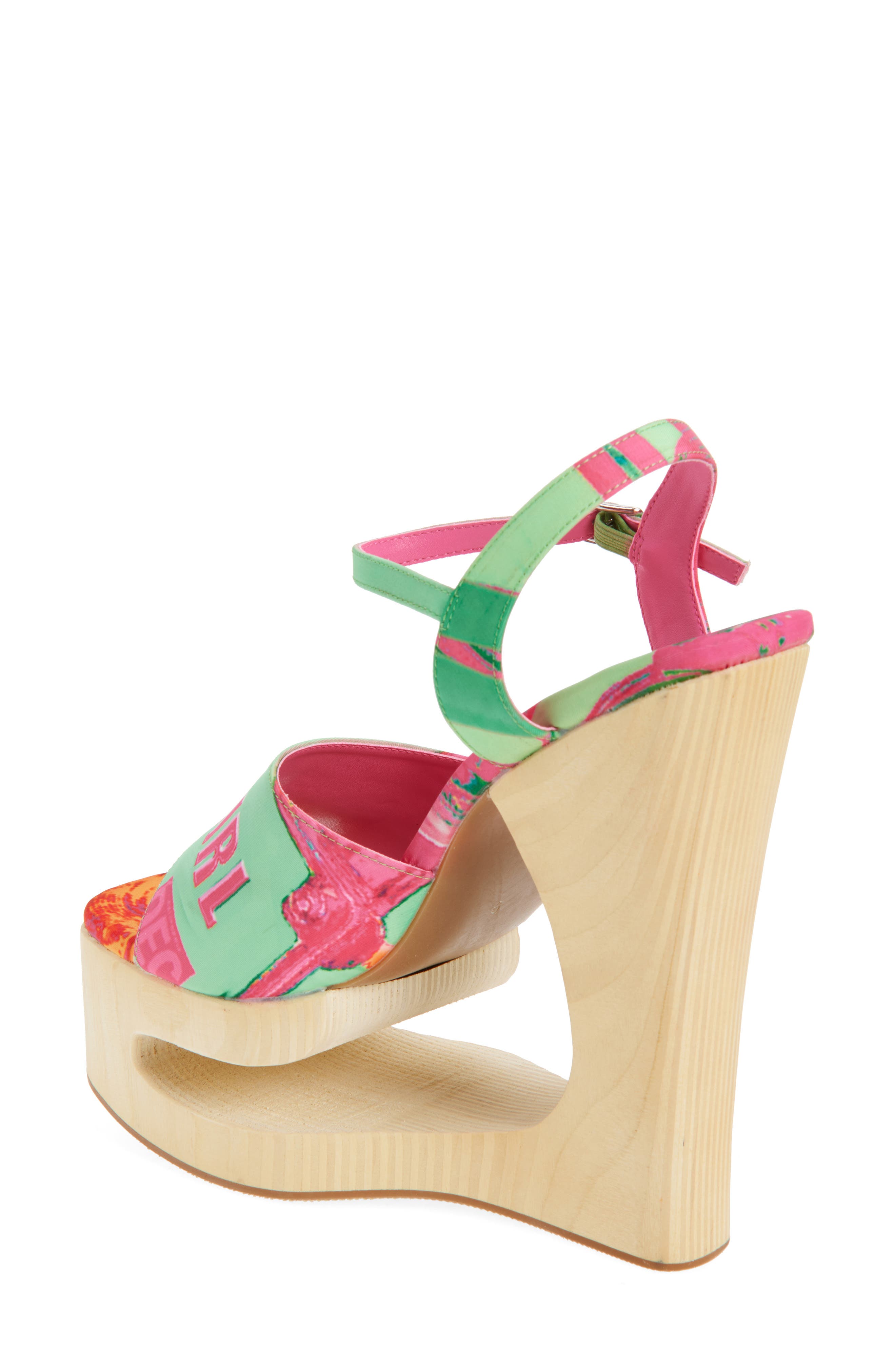 Jeffrey Campbell Flag Girl Platform Wedge Sandal, Alternate, color, Green Bad Girl Combo