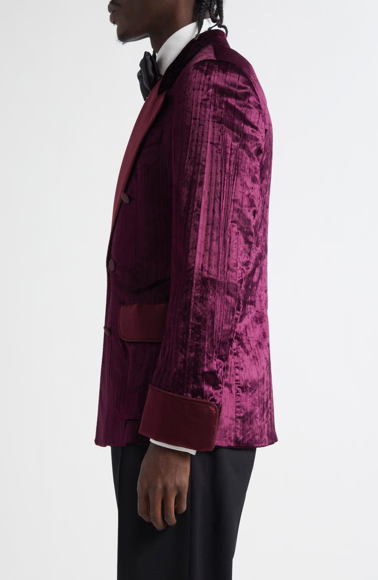 Dolce&Gabbana Double Breasted Velvet Jacket, Alternate, color, F0130 Melanzana Scurissimo