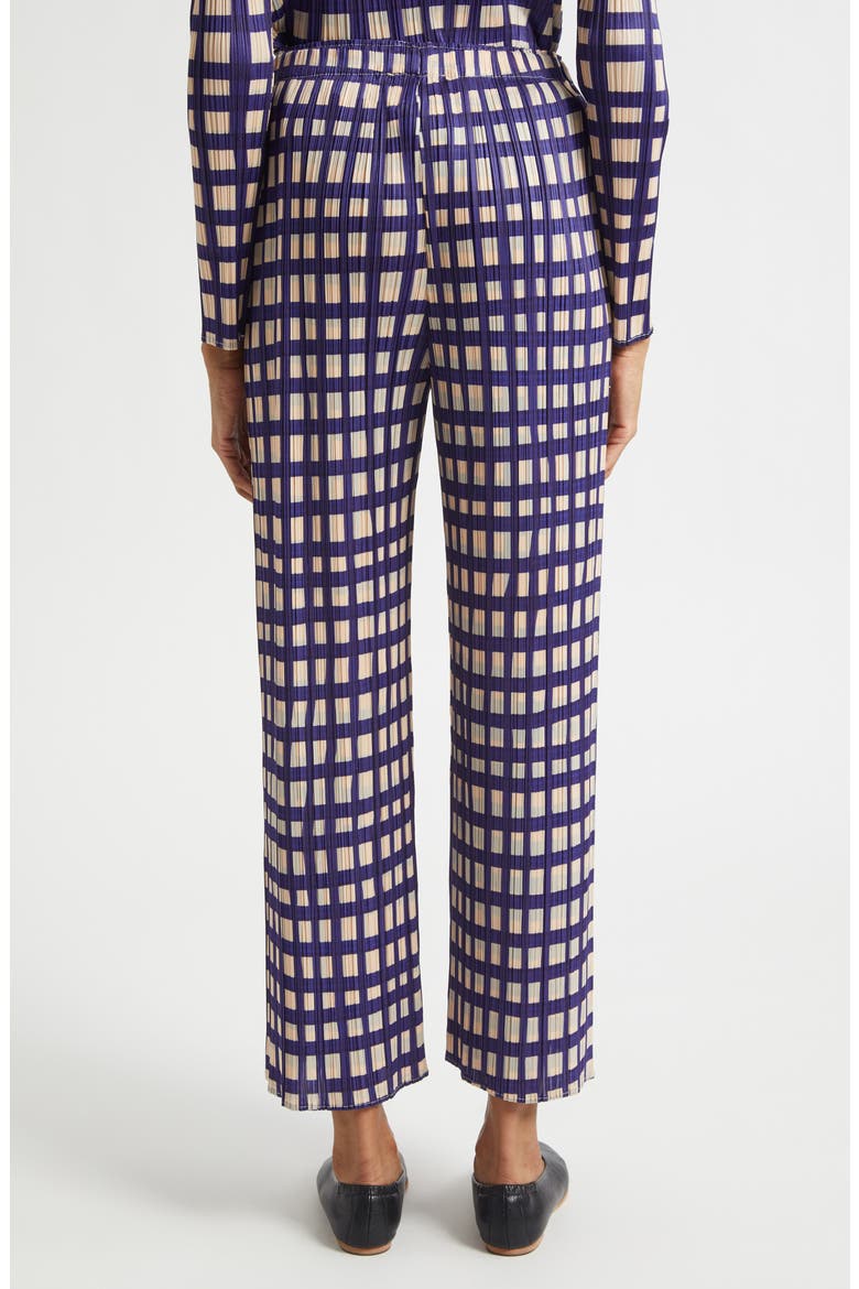 Basket Print Pleated Crop Straight Leg Pants, Alternate, color, NAVY