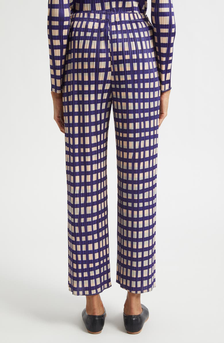 Issey Miyake Basket Print Pleated Crop Straight Leg Pants, Alternate, color, Navy