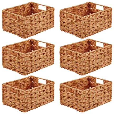 Woven Farmhouse Pantry Food Storage Bin Basket Box, 6 Pack