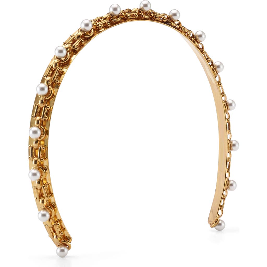 Lelet Ny Bianka Faux Pearl Crown Headband In Gold
