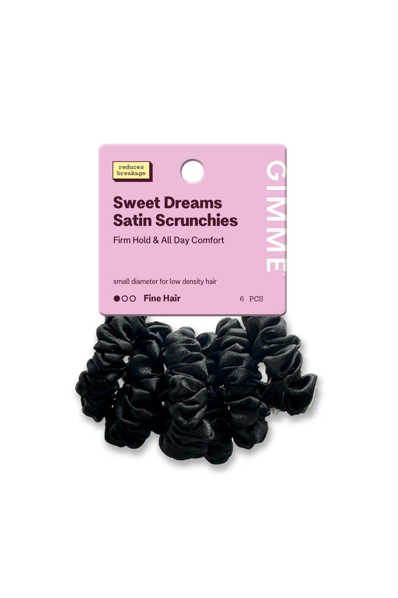 Slim Satin Hair Scrunchies, Main, color, Black