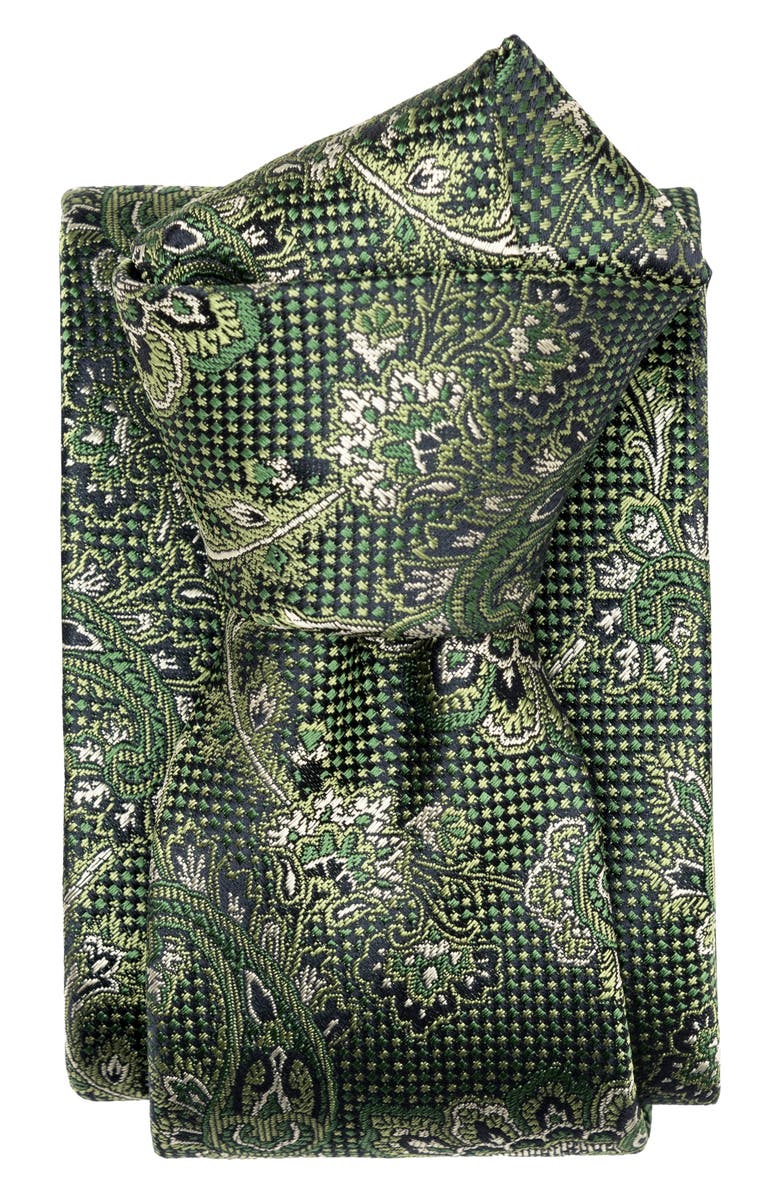 Elizabetta Montello - Extra Long Silk Jacquard Tie for Men, Alternate, color, Green