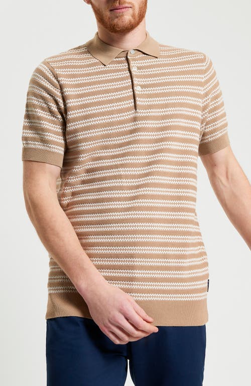 Ben Sherman Stripe Jacquard Polo In Sand