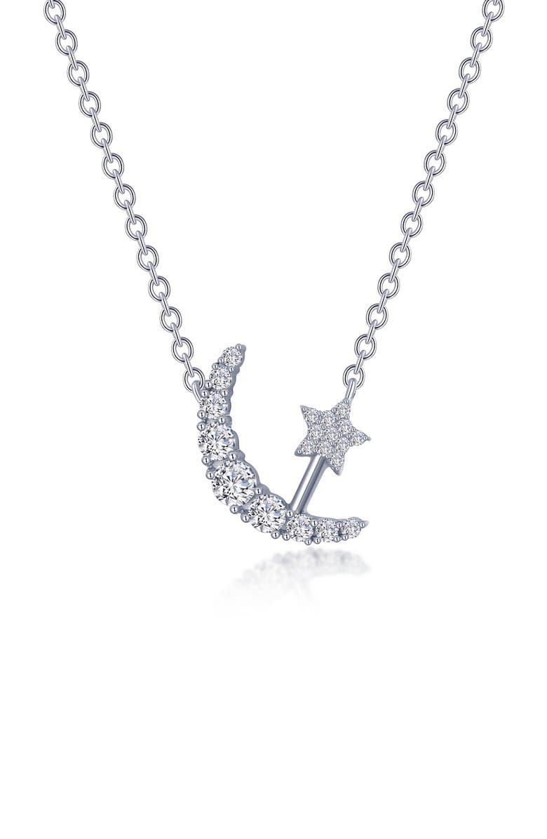 Lafonn Moon & Star Pendant Necklace, Main, color, 