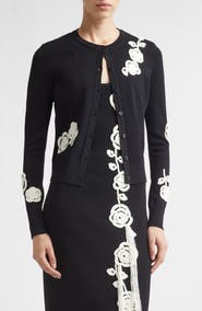 Lela Rose Crochet Appliqué Cardigan