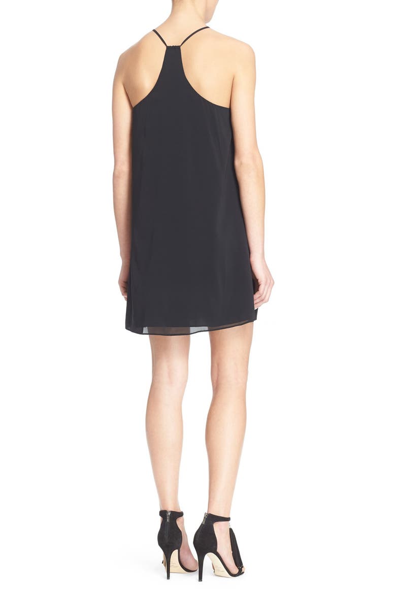 Fierra Stretch Silk Slipdress, Alternate, color, BLACK