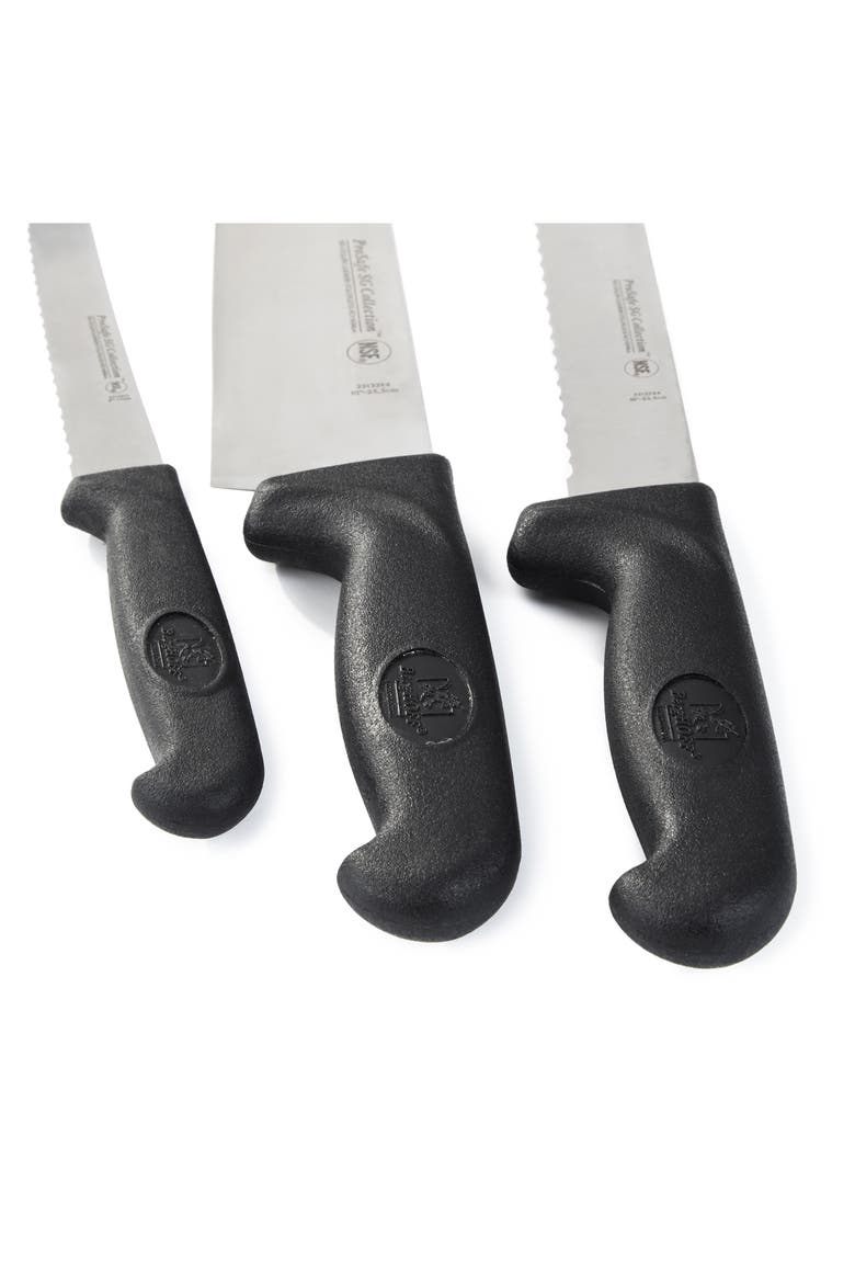 Soft Grip 3-Piece Stainless Steel Knife Set, Alternate, color, BLACK/ SILVER