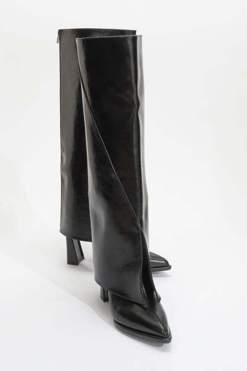 Prologue Shoes Aja Block Heel Convertible Knee High Boot In Black