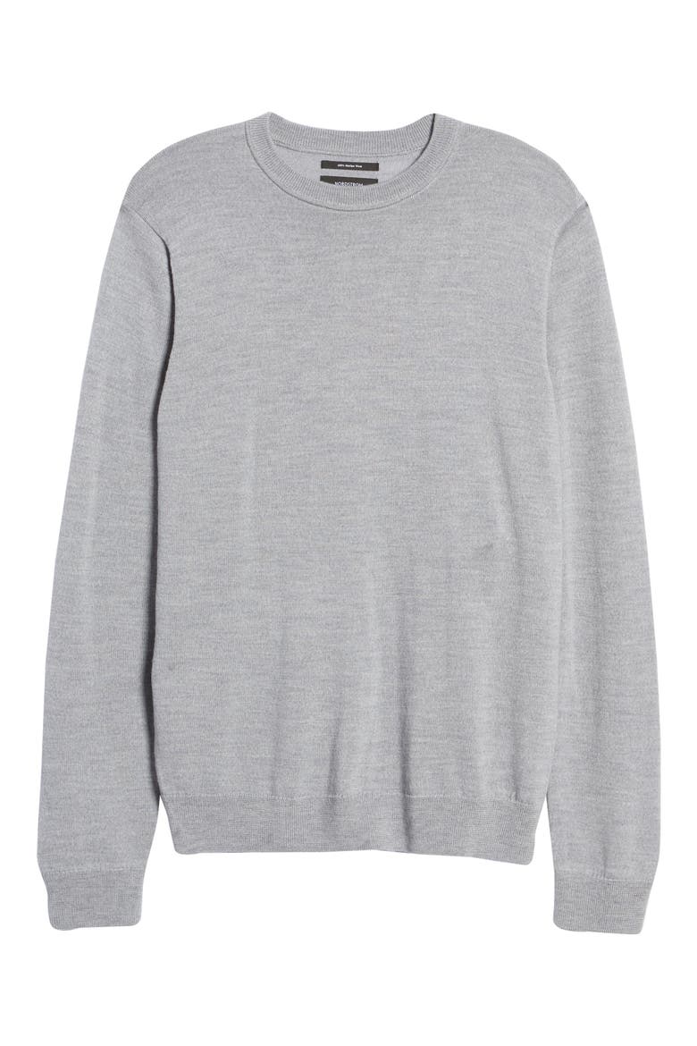 Washable Merino Crewneck Sweater, Alternate, color, GREY ALLOY HEATHER