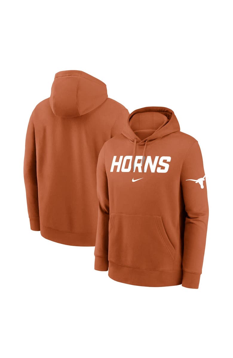 Nike Men's Nike Texas Orange Texas Longhorns Nickname Club Fleece Pullover Hoodie, Main, color, Burnt Orange