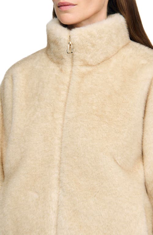 Sandro Faux Fur Jacket In Brown