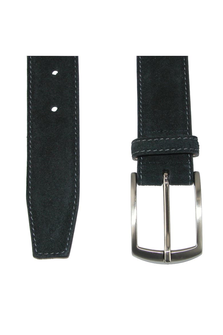 Men's Monza Suede Belt with Contrast Stitch, Alternate, color, Black