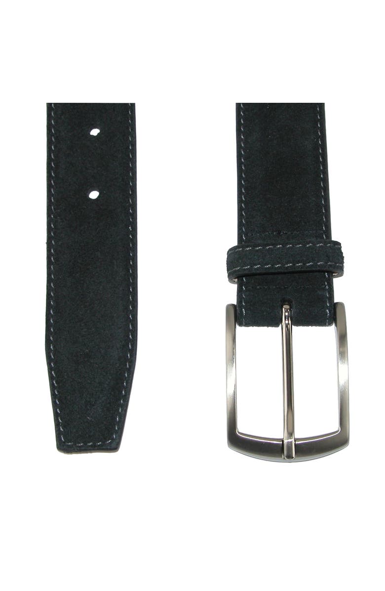 CrookhornDavis Men's Monza Suede Belt with Contrast Stitch, Alternate, color, Black