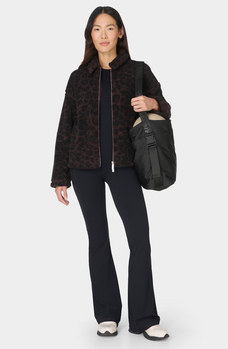Sweaty Betty Leopard Print Fleece Jacket, Alternate, color, Large Brown Leopard Print