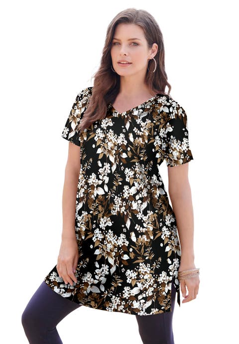 Plus Size Ultimate Cotton V Neck Short Sleeve Tunic