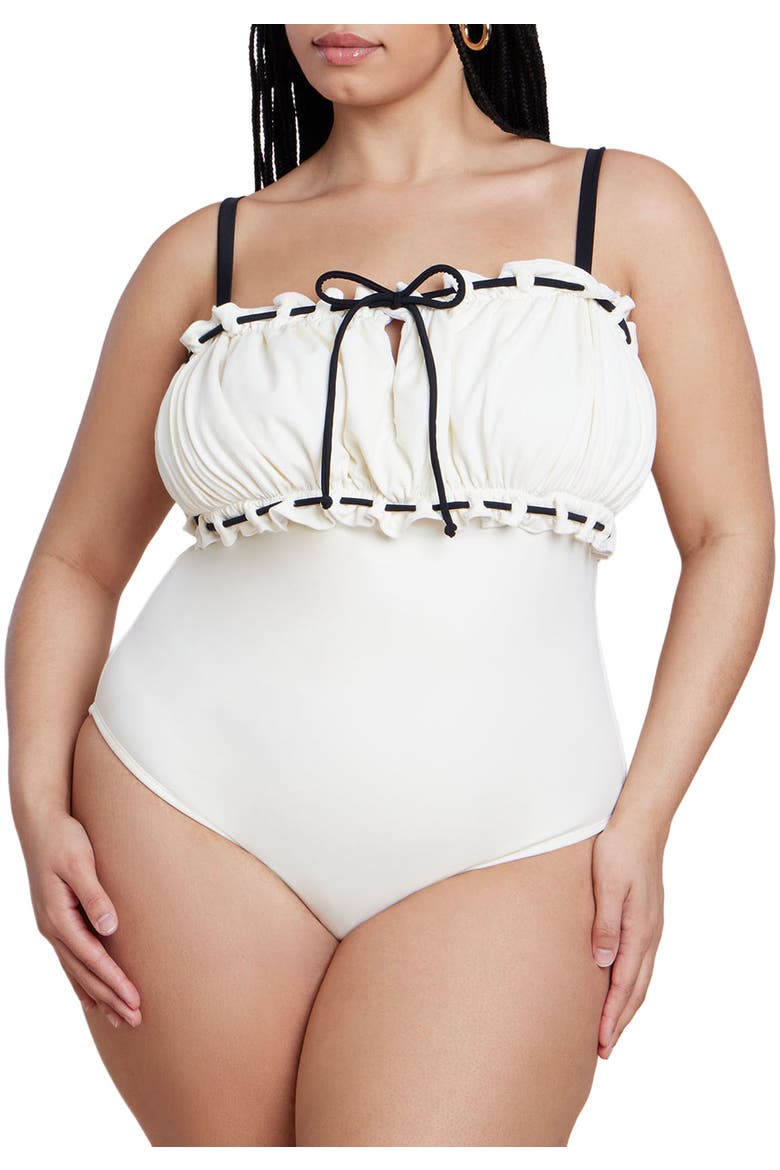 Ruched Bandeau One Piece, Main, color, COCONUT MILK