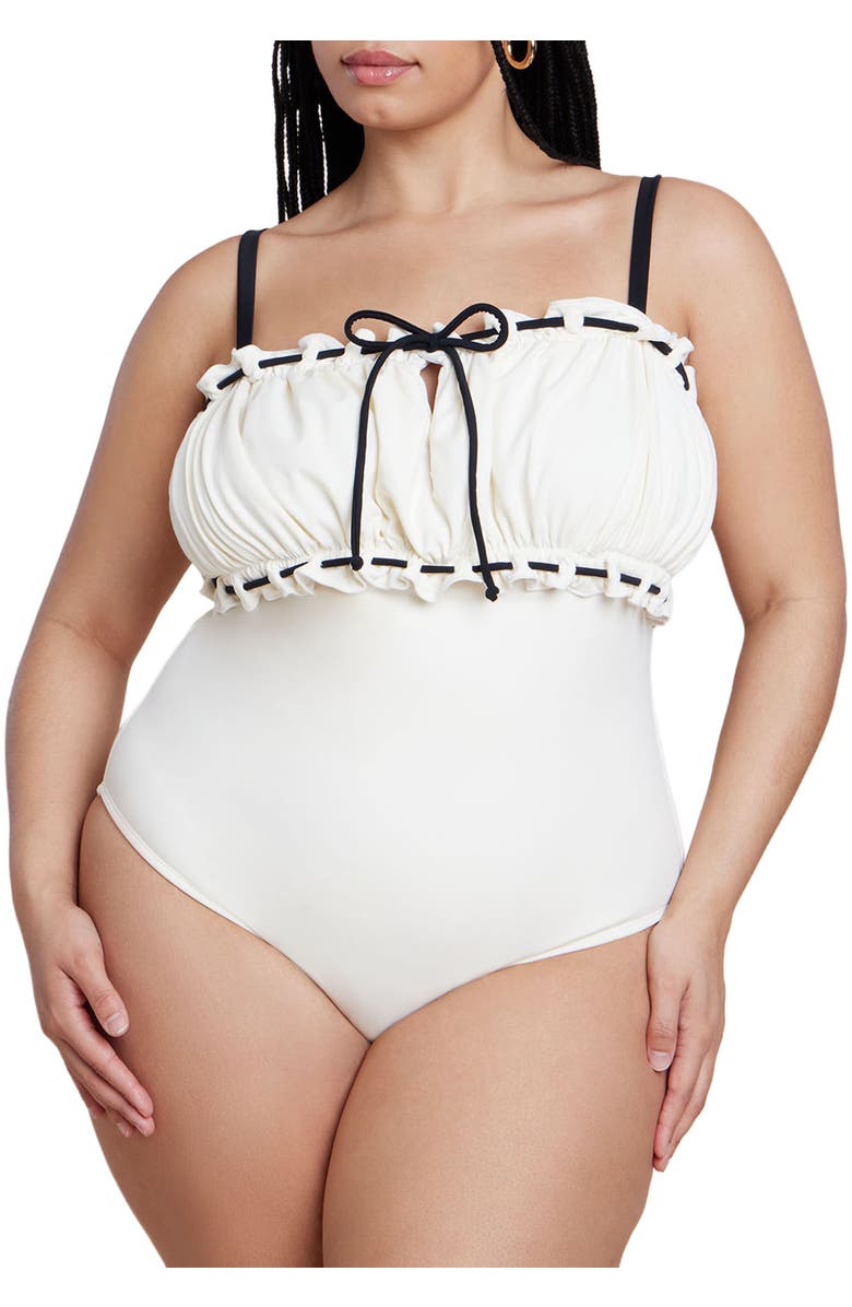 ELOQUII Ruched Bandeau One Piece, Main, color, Coconut Milk