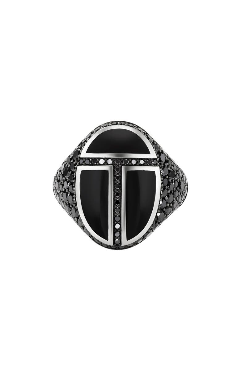 David Yurman Men's Cairo Signet Ring with Black Onyx & Pavé Black Diamonds, Main, color, 