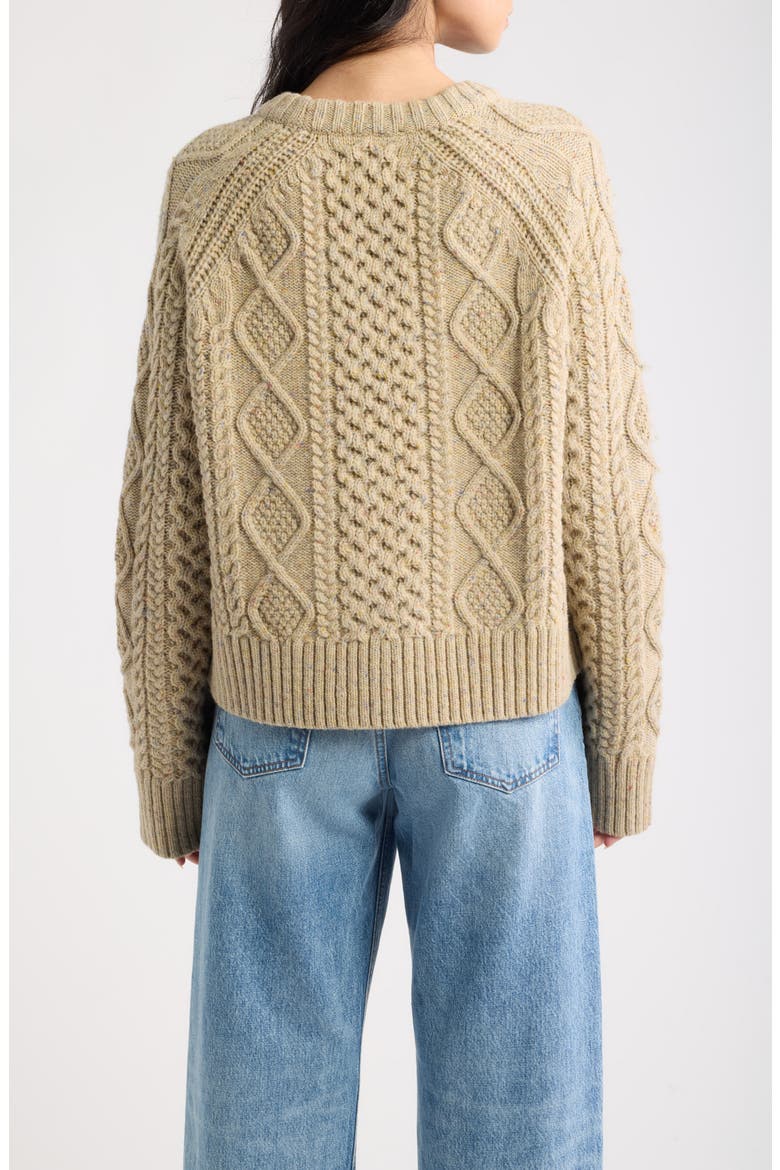 Fisherman Cable Knit Wool Blend Sweater, Alternate, color, TAN DONEGAL