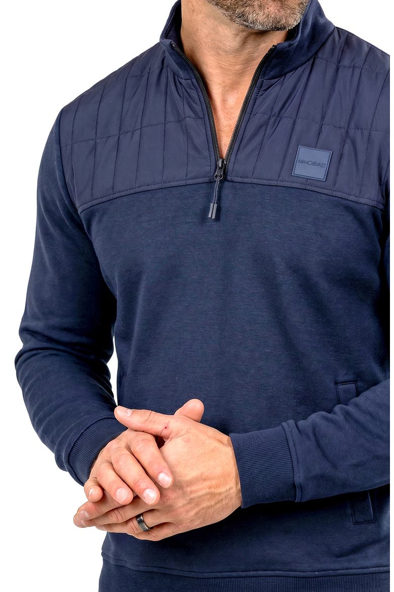 Mercerized Cotton Quarter Zip Pullover, Alternate, color, BLUE