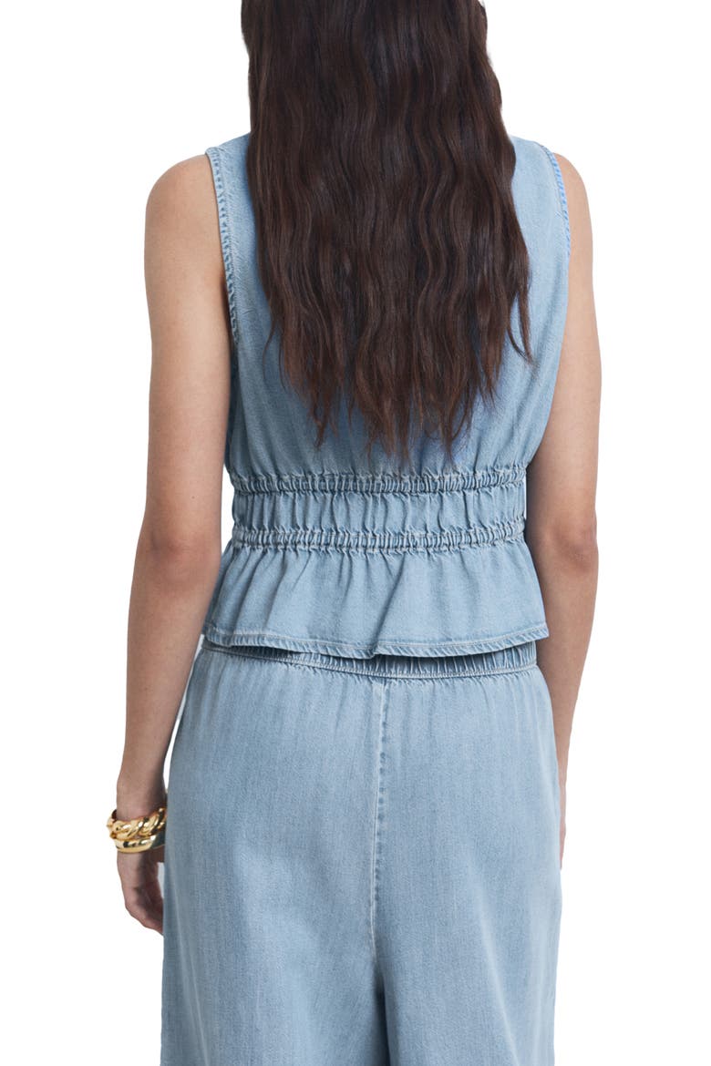 Siros Tie Front Denim Vest, Alternate, color, LIGHT BLUE