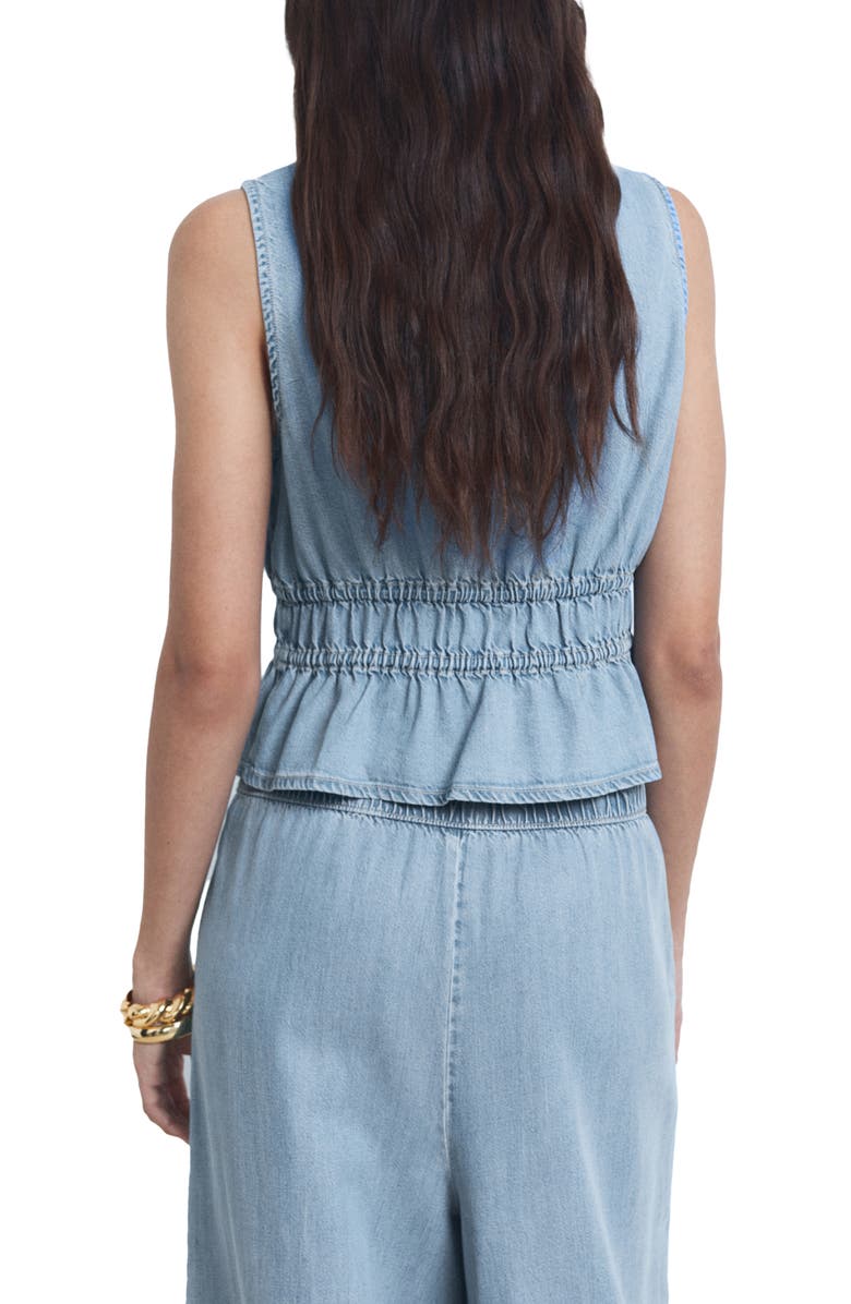 MANGO Siros Tie Front Denim Vest, Alternate, color, Light Blue