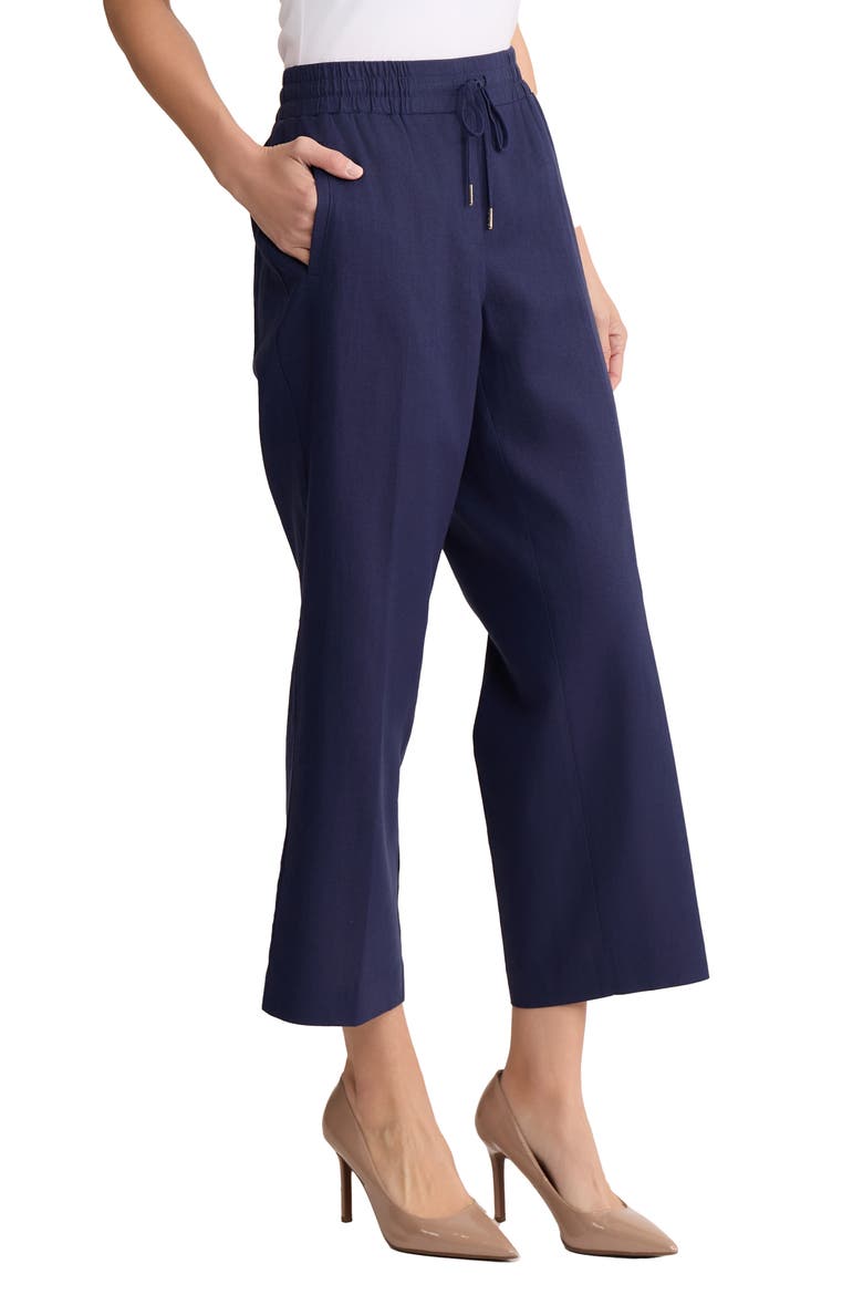 Drawstring Waist Linen Blend Pants, Alternate, color, PACIFIC NAVY