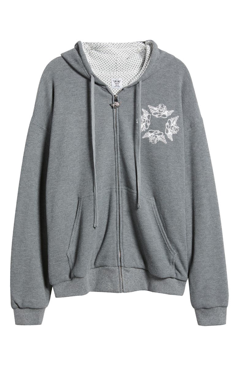 BOYS LIE Rose Colored Glasses Thermal Knit Zip-Up Graphic Hoodie, Alternate, color, 