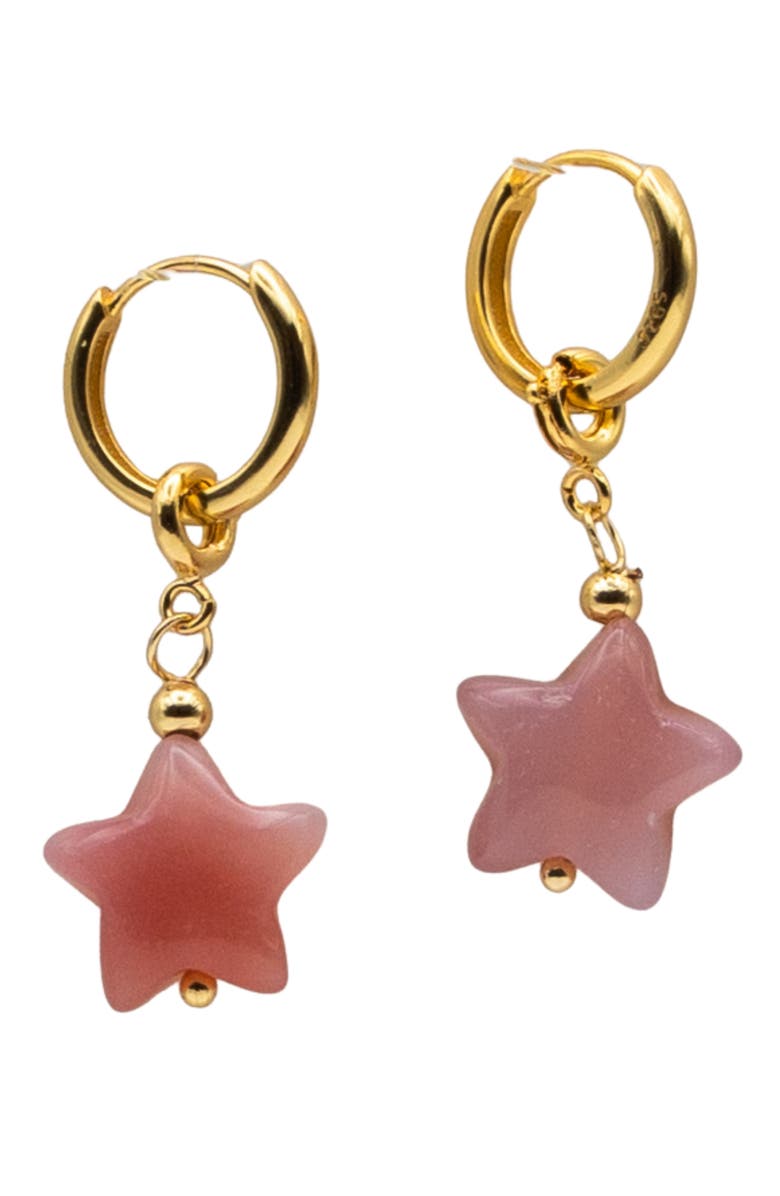 seree Harvest Star Pink Jade stone charm earrings, Main, color, Pink