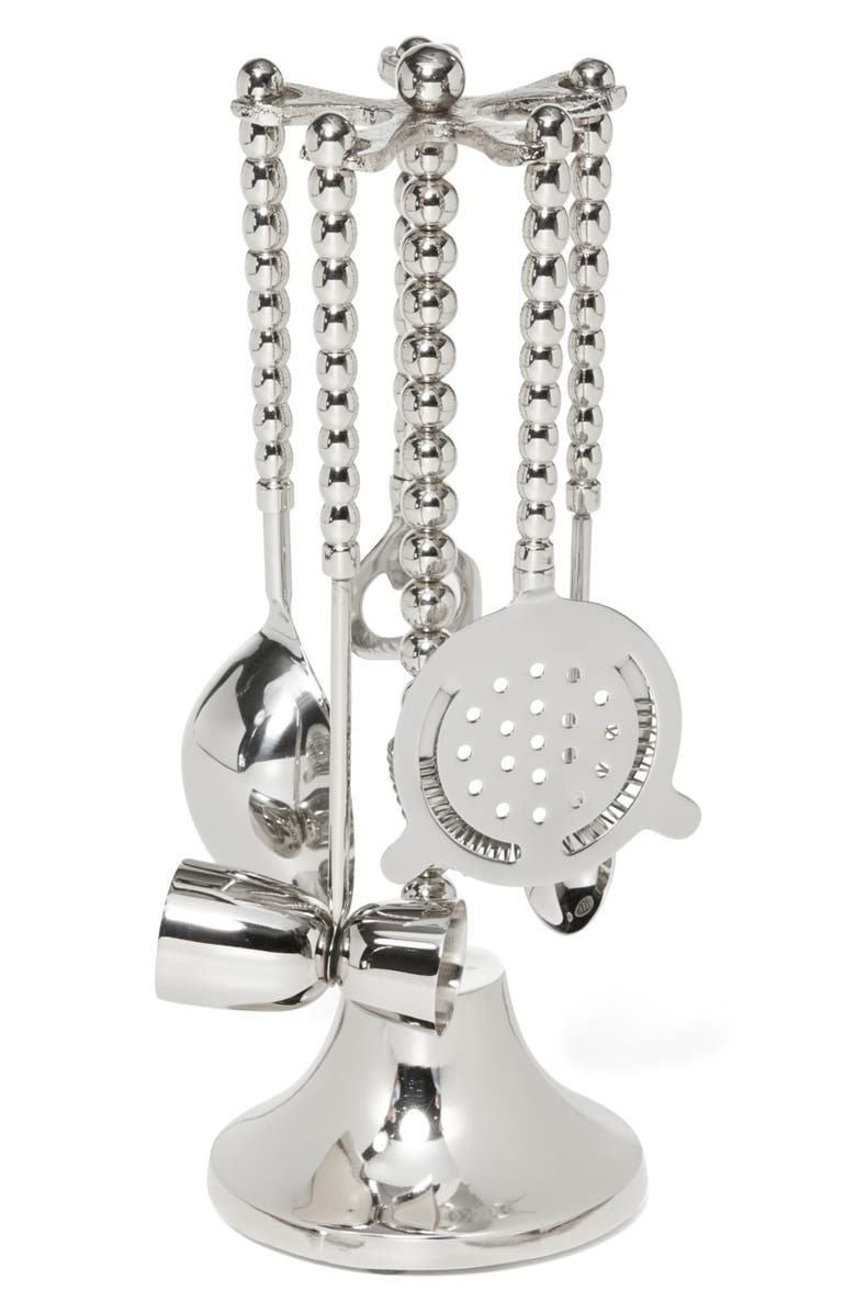 ROSELLI TRADING COMPANY Pearl 6-Piece Bar Tool Set, Main, color, Silver