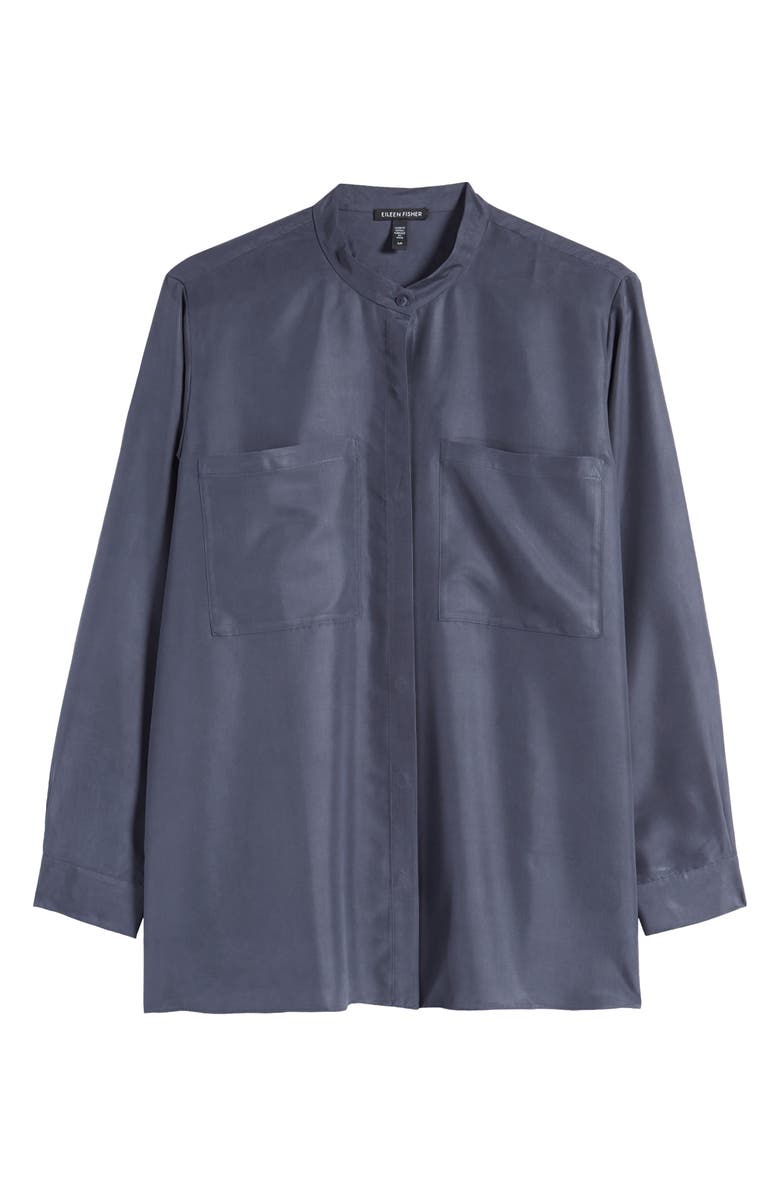 Eileen Fisher Washed Silk Band Collar Shirt, Alternate, color,