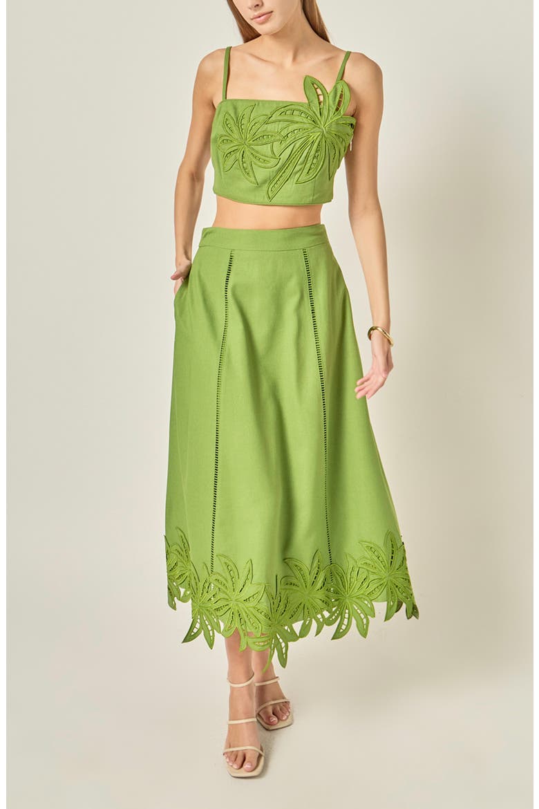 Embroidered Palm Crop Top, Alternate, color, GREEN