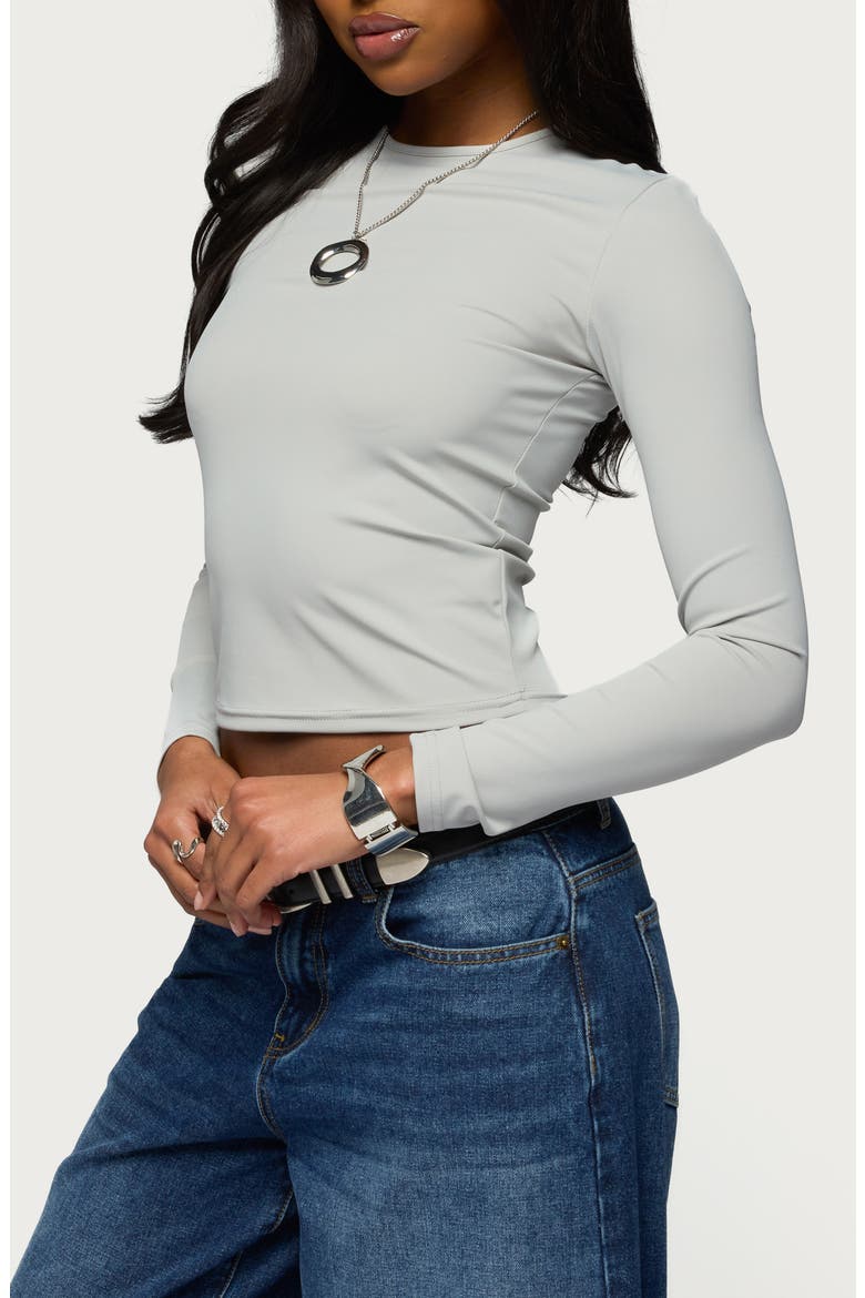 Tay Long Sleeve Crop Top, Alternate, color, GRAY