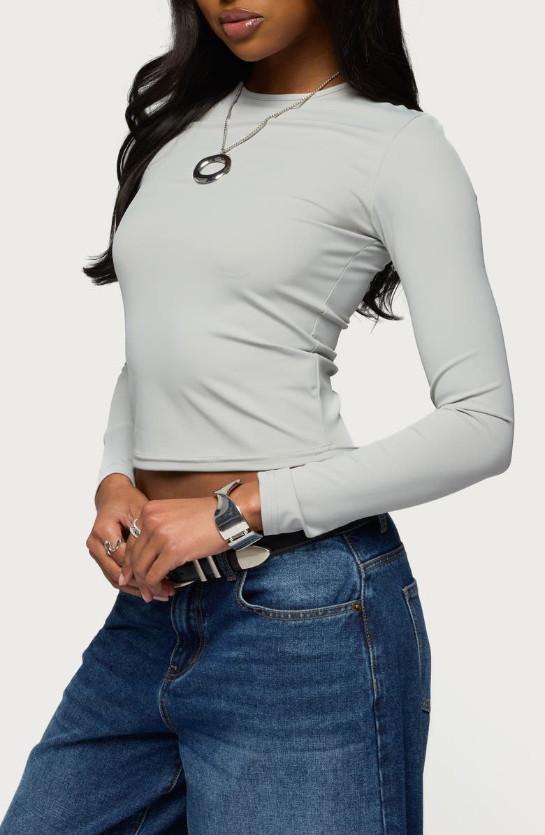 EDIKTED Tay Long Sleeve Crop Top, Alternate, color, 