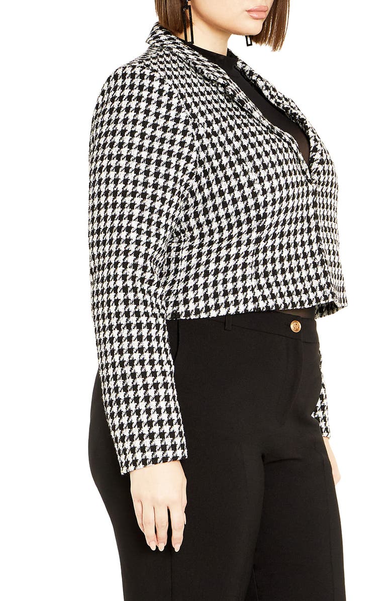 City Chic Skylar Houndstooth Crop Jacket, Alternate, color,