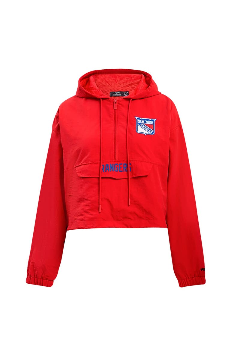PRO STANDARD Women's Pro Standard Red New York Rangers Classic Cropped Half-Zip Wind Jacket, Alternate, color, 